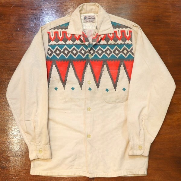 1950s PRINT CORDUROY , Size S