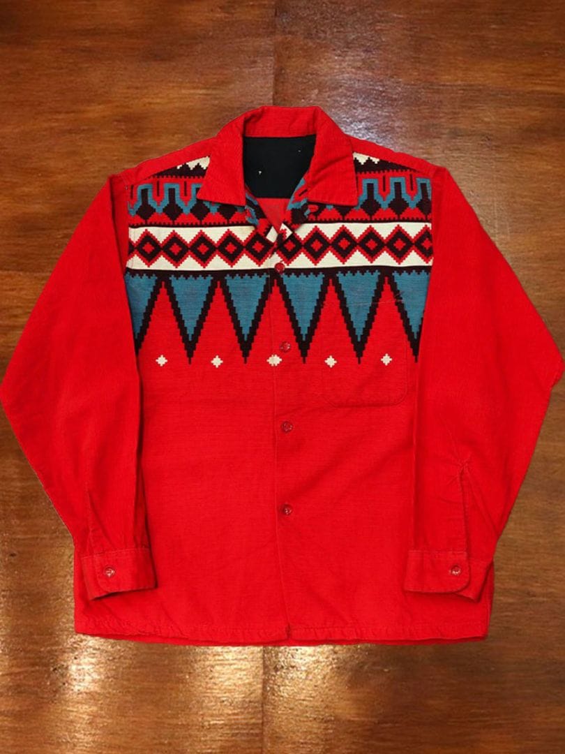 1950s PRINT CORDUROY , Size M