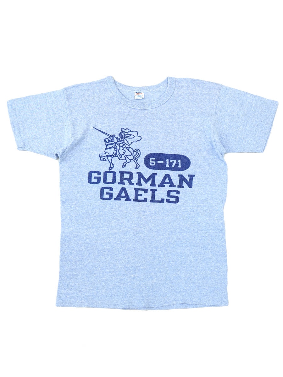 80's トリコタグ チャンピオン 青霜降り ''GORMAN GAELS'' 染み込み T
