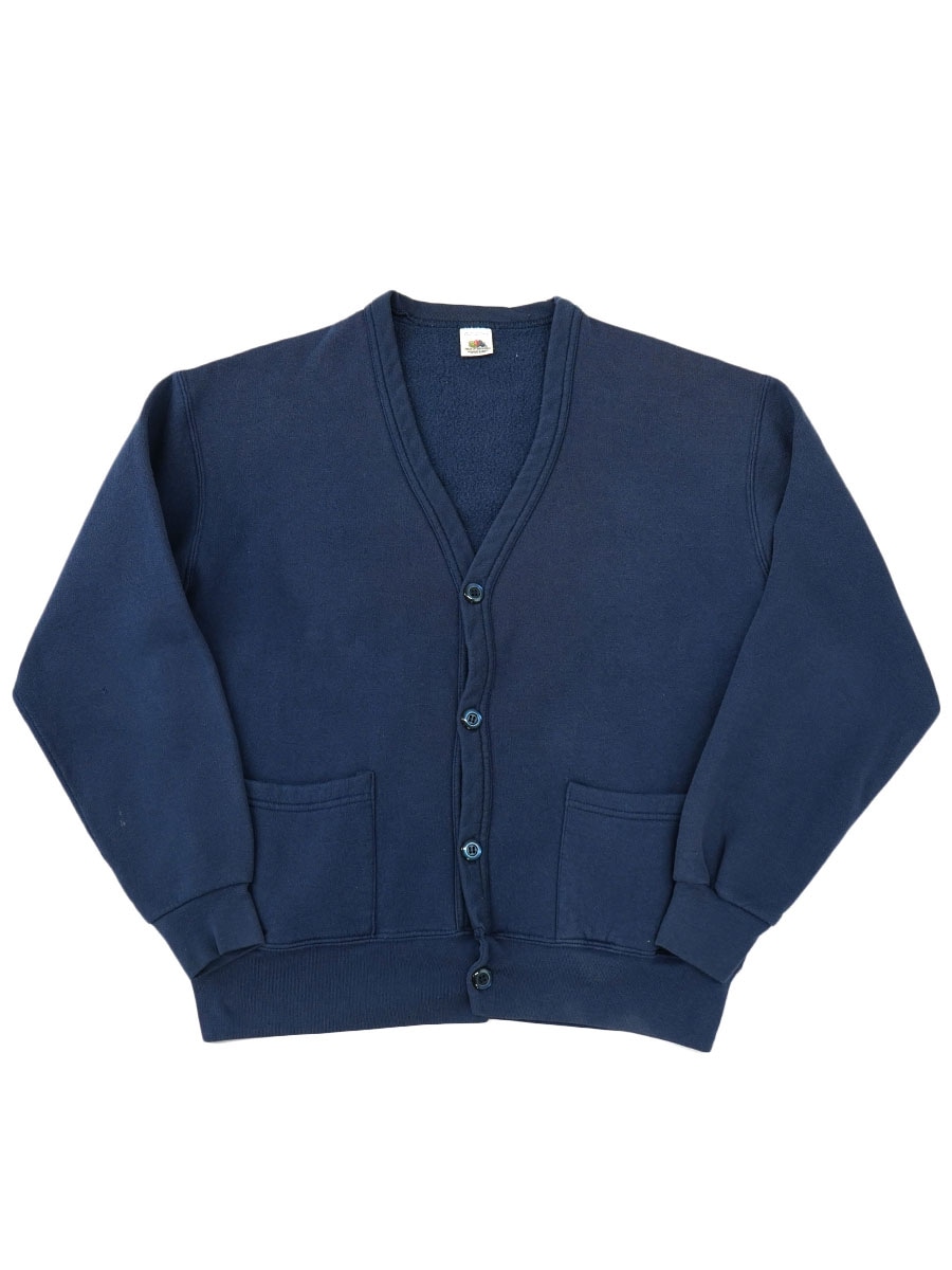 90's～ FRUIT OF THE LOOM 無地 スウェットカーディガン ネイビー 表記