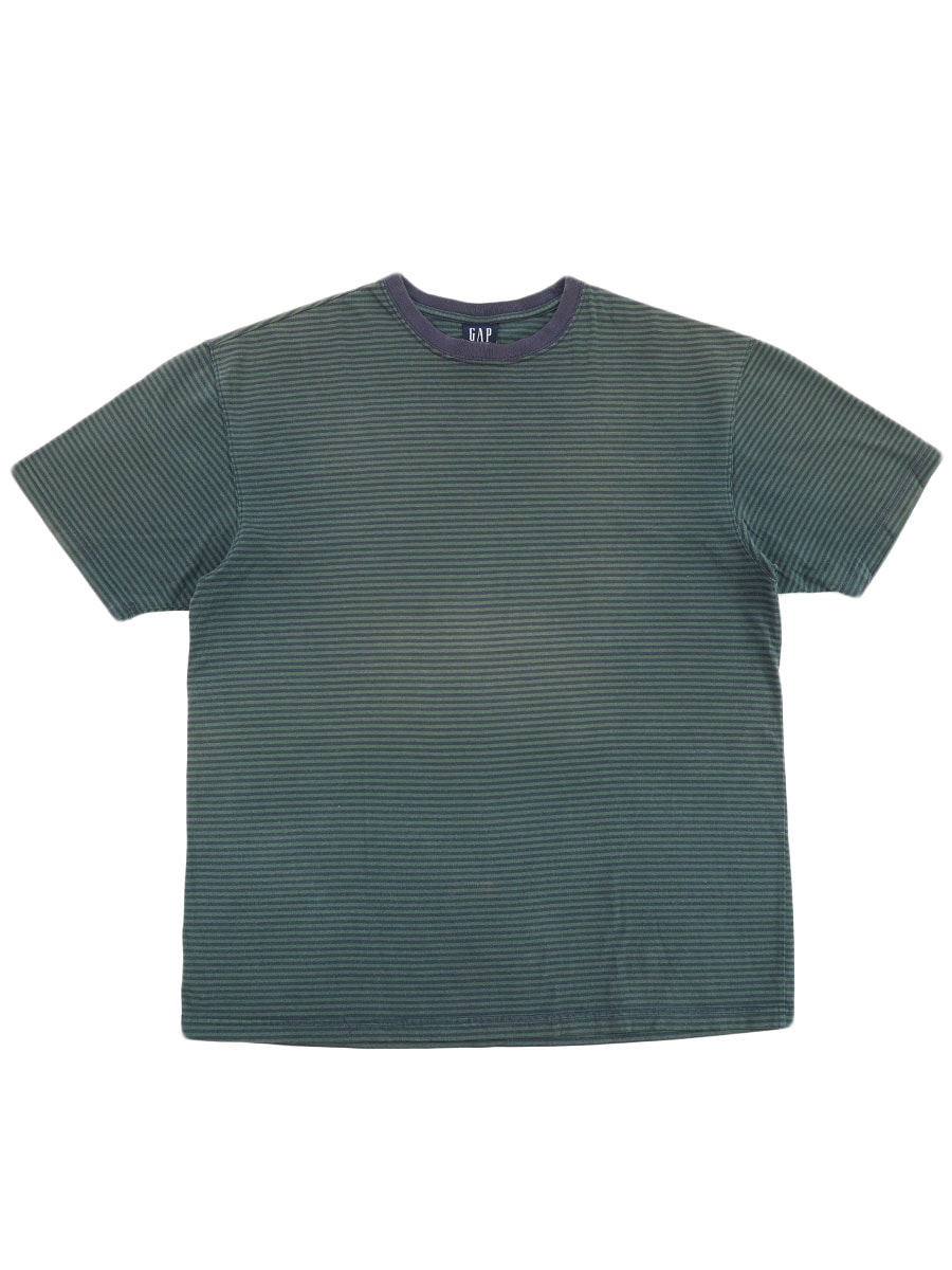トップス old gap 100% rayon dot shirt OLD GAP 100%コットン 緑×紺 ボーダーTシャツ 表記(L) | すべての商品