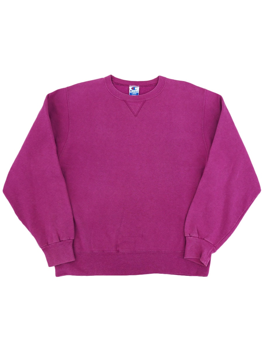 90's チャンピオン ロゴなし無地 前Vスウェット 紫 表記(L) USA製