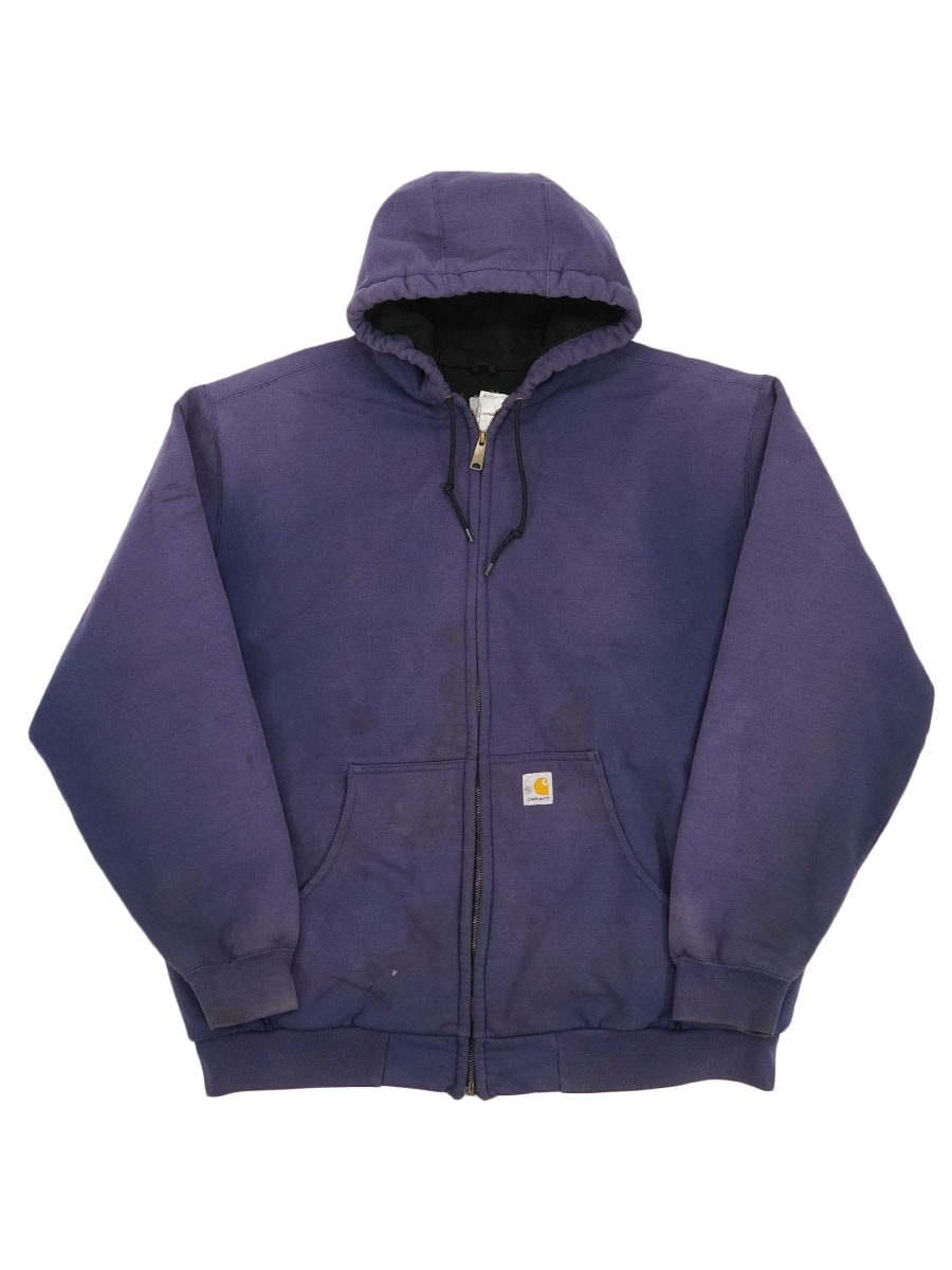 スペシャル Carhartt フルジップ パーカー 茄子紺 USA製 フェード US企画 Carhartt フルジップパーカー 茄子紺 フェード ライトアウター