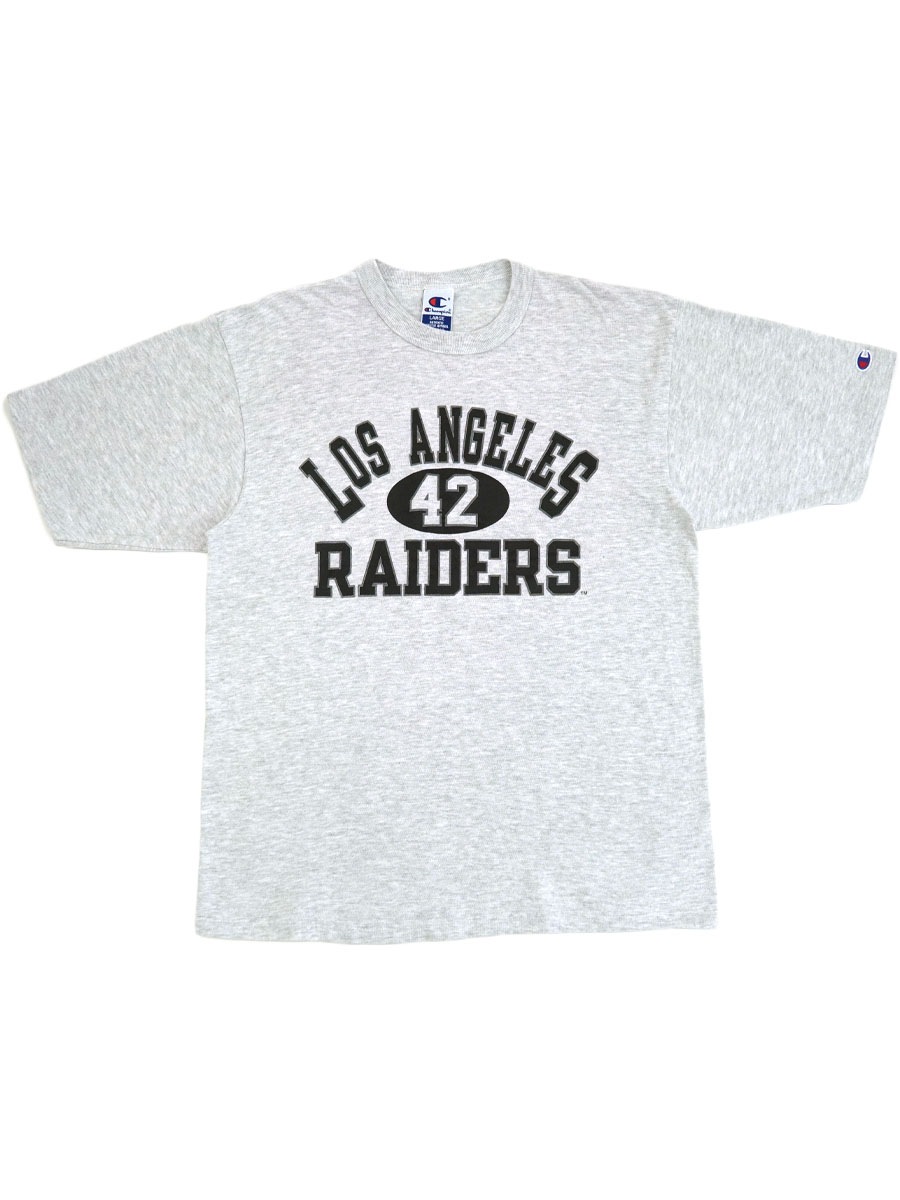 90s USA製 Champion RAIDERS Tシャツ L ロサンゼルス 90's 青刺繍タグ チャンピオン ''LOS ANGELES RAIDERS $42'' 3段