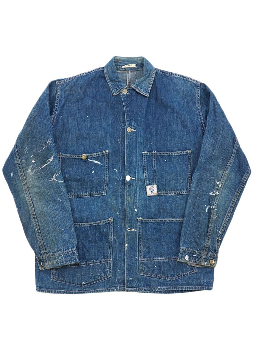 40's ATLAS OVERALLS ダブル襟 デニムカバーオール 良雰囲気