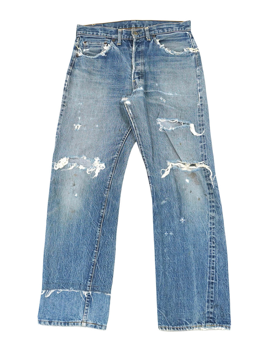 60s LEVI'S リーバイス 501 BIG E リペア クラッシュ デニム 60's Levi's 501 BIG-E デニムパンツ 味ありリペア 実寸(31x29位