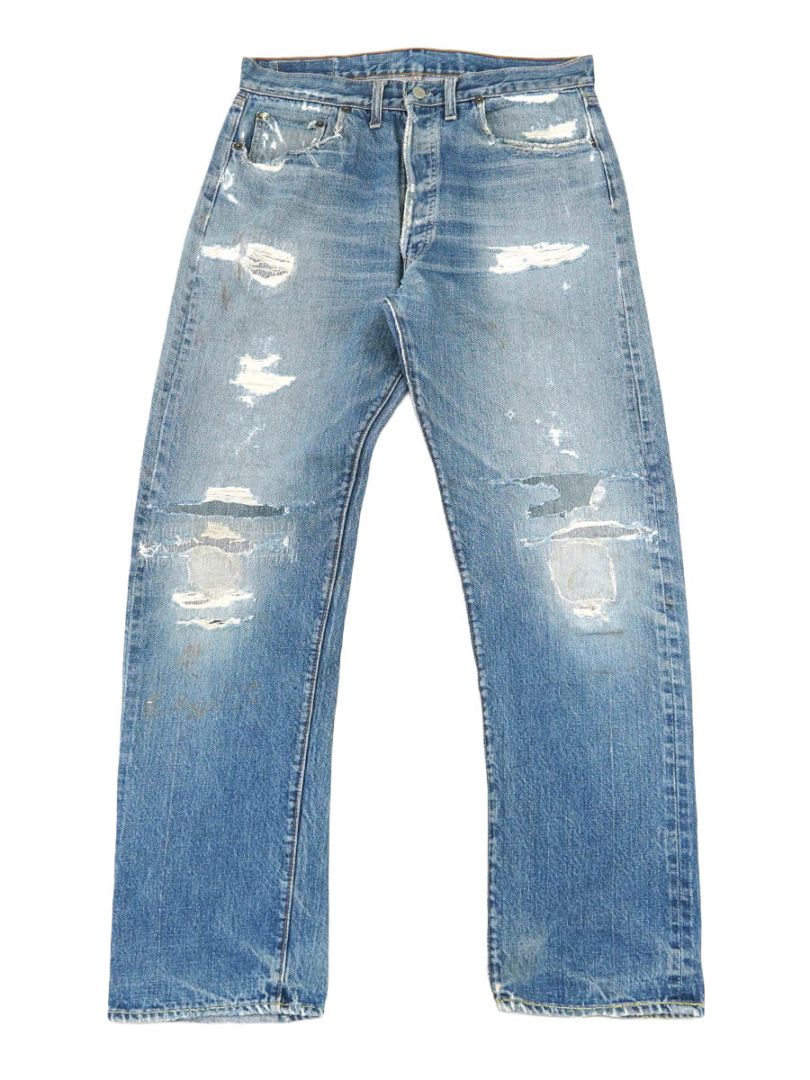 60s LEVI'S リーバイス 501 BIG E リペア クラッシュ デニム 60's Levi's 501 BIG-E デニムパンツ 味ありリペア 実寸(33x31位