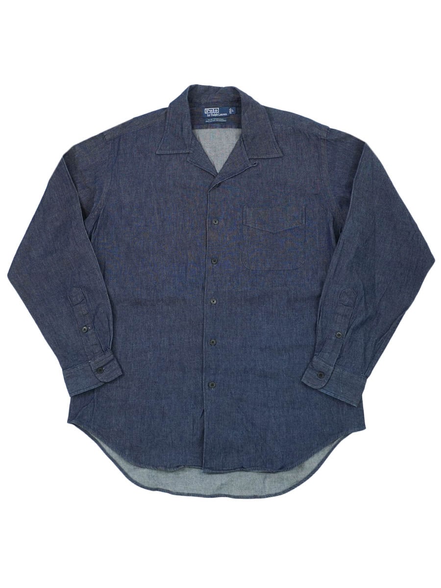 希少 ラルフローレンSlim Marlowe XXL デニムシャツ ラルフローレン SLIM MARLOWE ループカラー ロングスリーブ