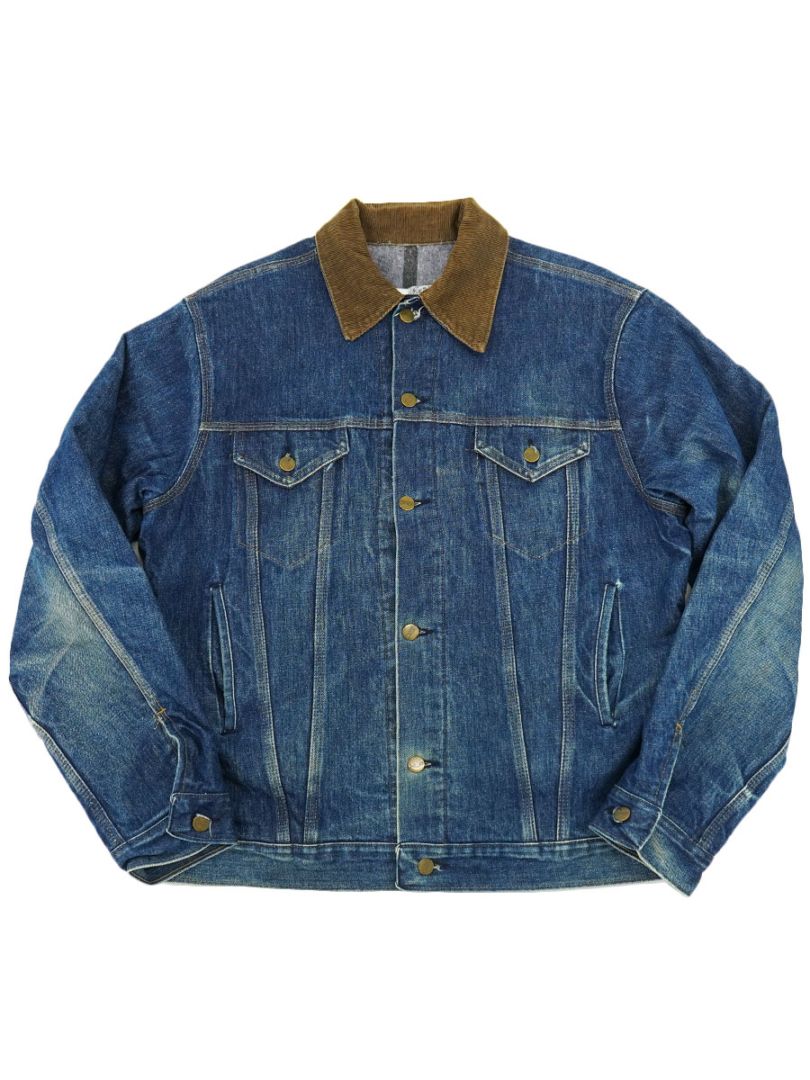 90s Carhartt デニムジャケット KALPOWAR刺繍 ブランケット 古着 90s USA製 Carhartt 裏地 ストライプ ブランケット デニム