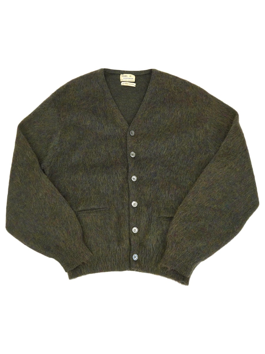 60's SEARS ウール×モヘア ニットカーディガン ミックスカラー 表記(L