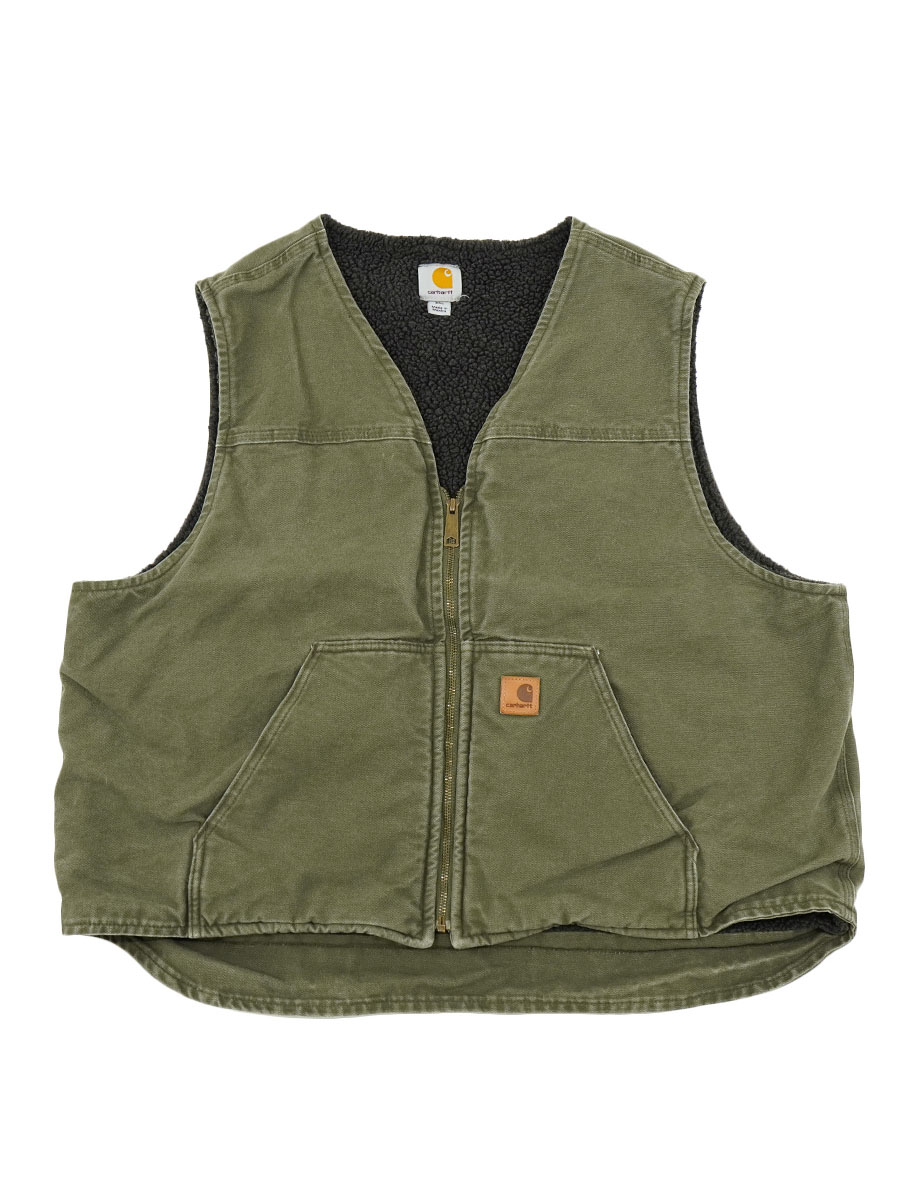 Carhartt ダックベスト 裏ボア オリーブ Lサイズ MEXICO製 カーハート 裏ボア ダックベスト オリーブ 表記(2XL) | SOLD