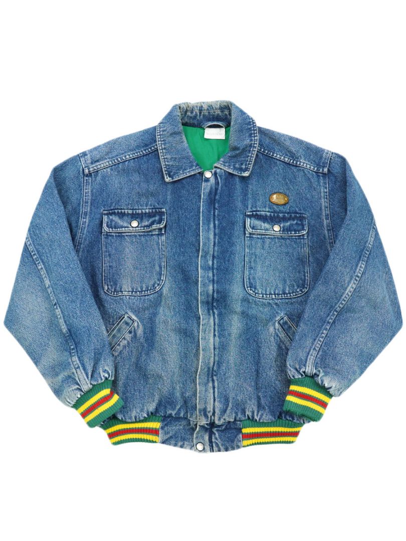 80's adidas リブライン フルジップデニムジャケット 実寸(L位) France