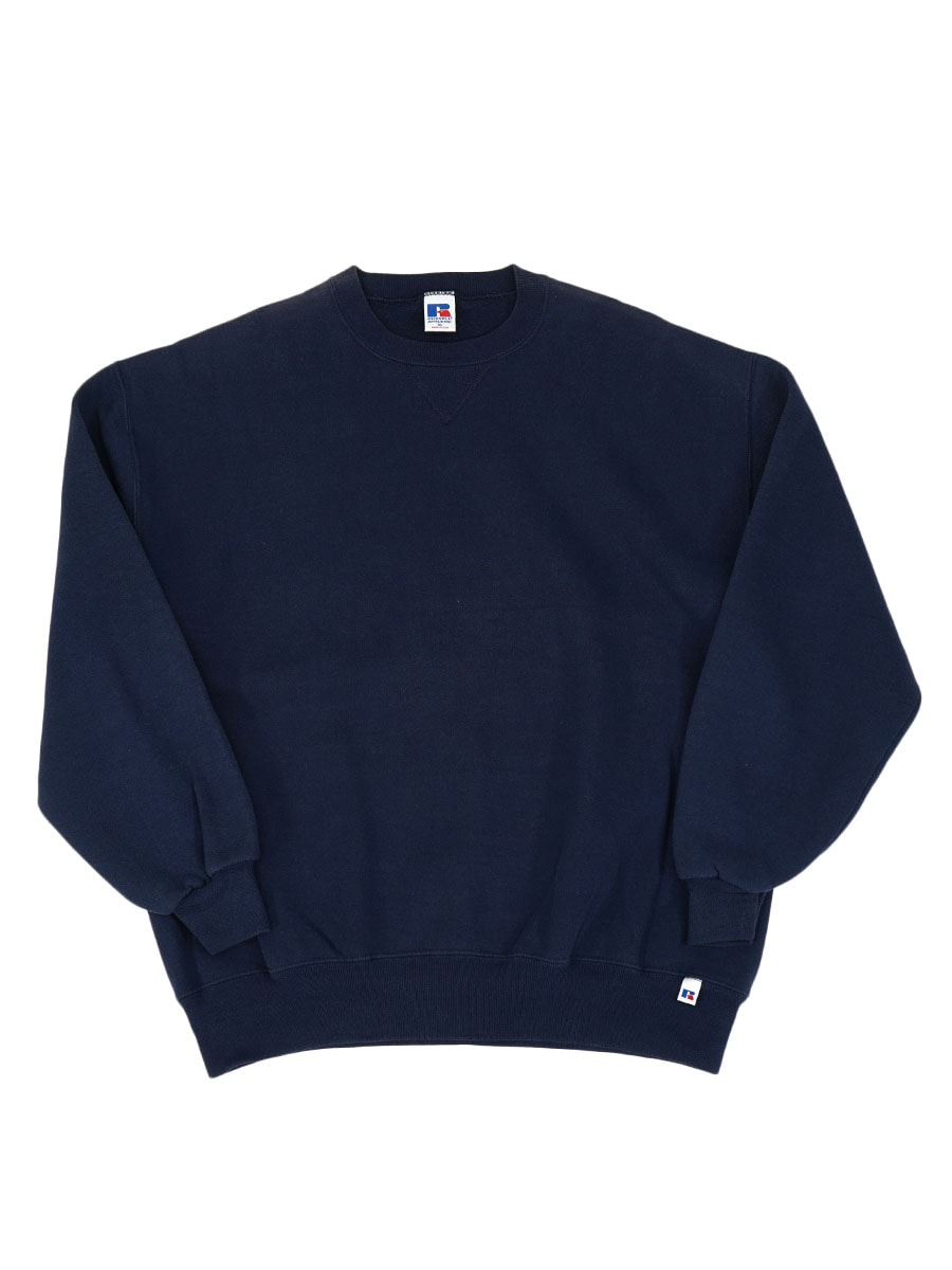 90's RUSSELL ATHLETIC 前V 無地スウェット ネイビー 表記(XL) USA製