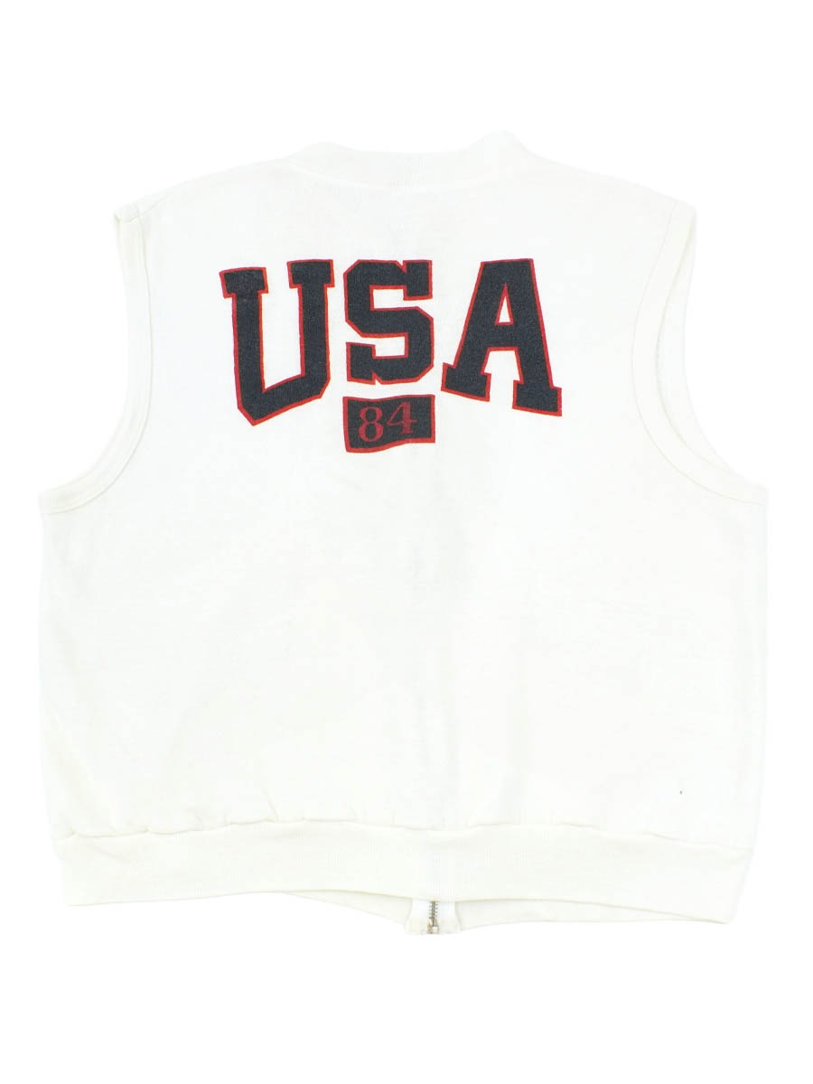 80's Sportswear ''USA 84'' スウェットベスト 白 表記(L)