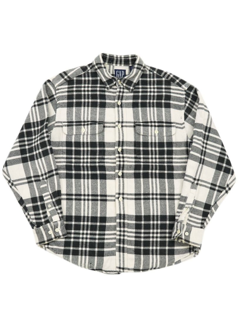 OLD GAP 白×黒 好配色チェック柄 フランネルシャツ 表記(M) | すべての