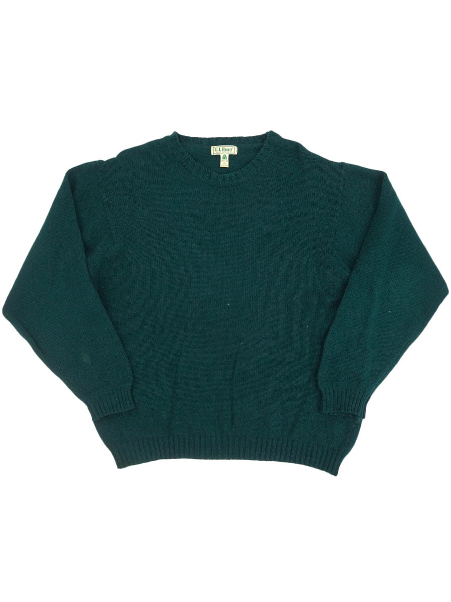 エルエルビーン　アイルランド製　ニット　セーター　グリーン　美品 90's L.L.Bean 100％ウール ニットセーター グリーン 表記(L