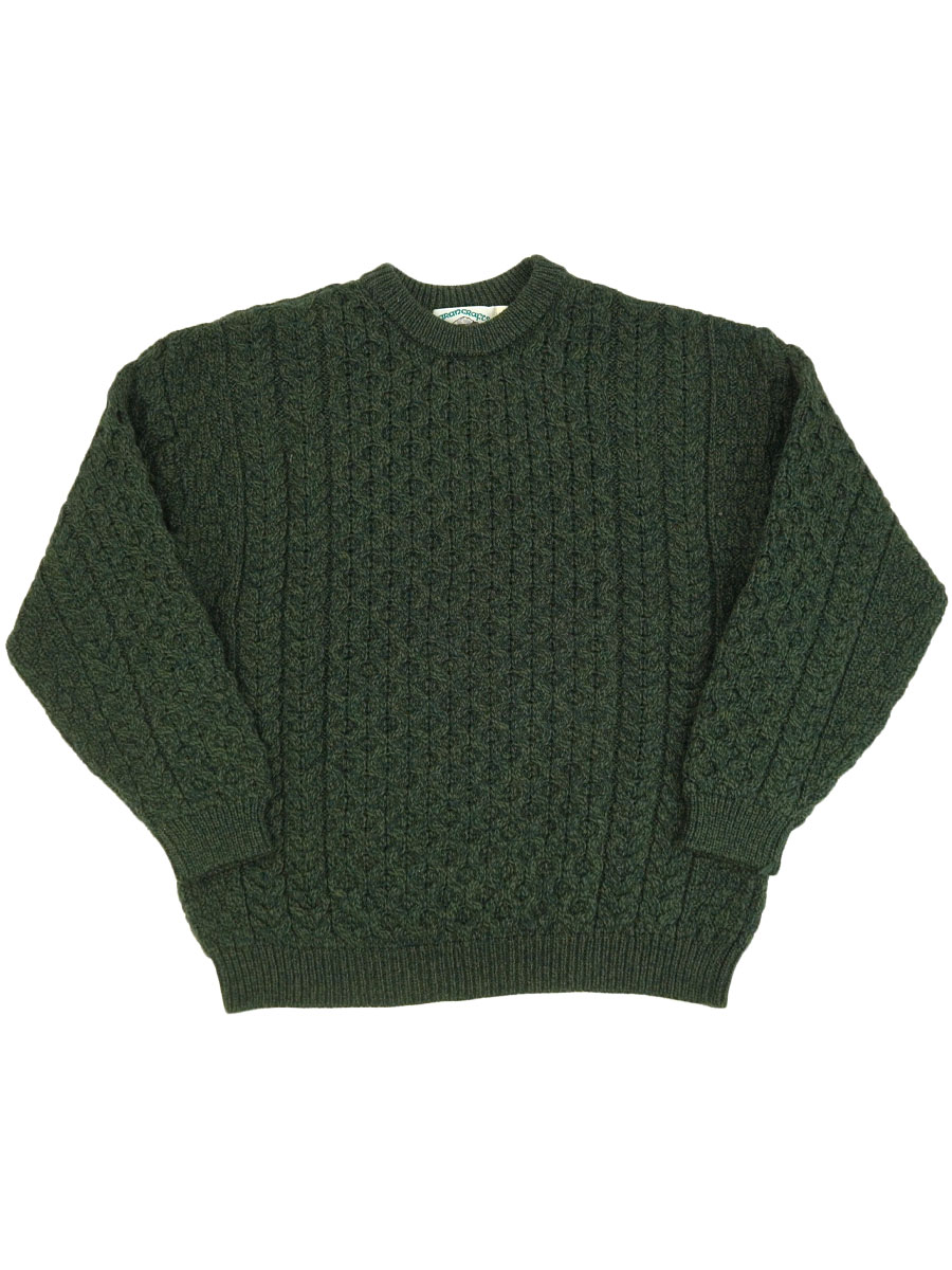 KiNVARA HANDKNIT アイルランド製 ビンテージ フィッシャーマン アイルランド製 arancrafts フィッシャーマンセーター グリーン 表記(M