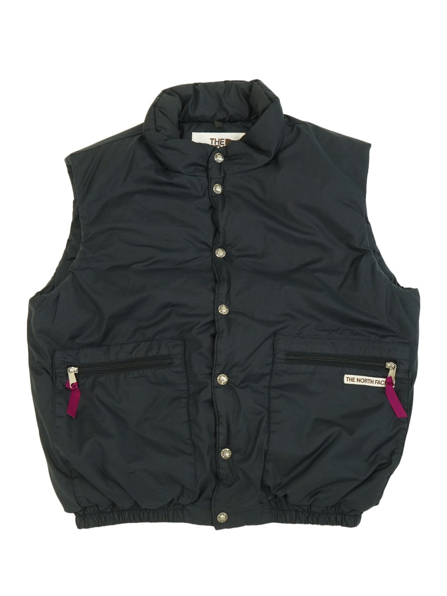 80's 茶タグ THE NORTH FACE 中綿 ナイロンベスト ブラック 表記