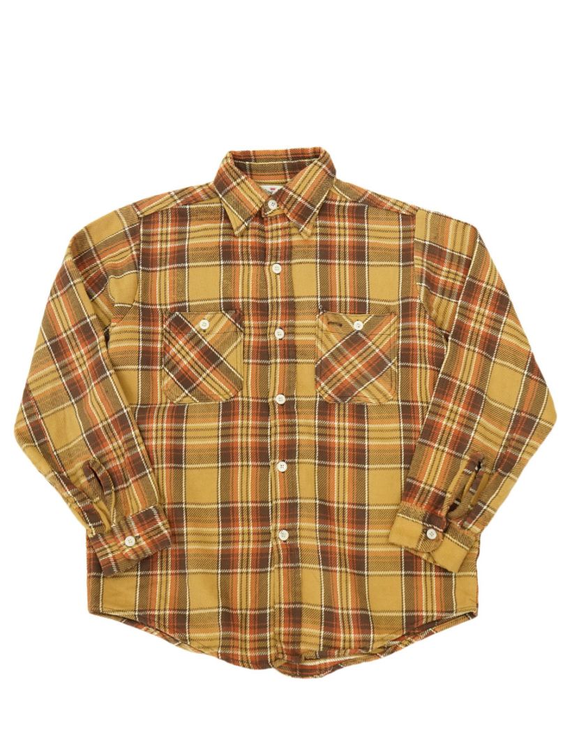 60's King Kole 好配色チェック フランネルシャツ ブラウン 実寸(L位