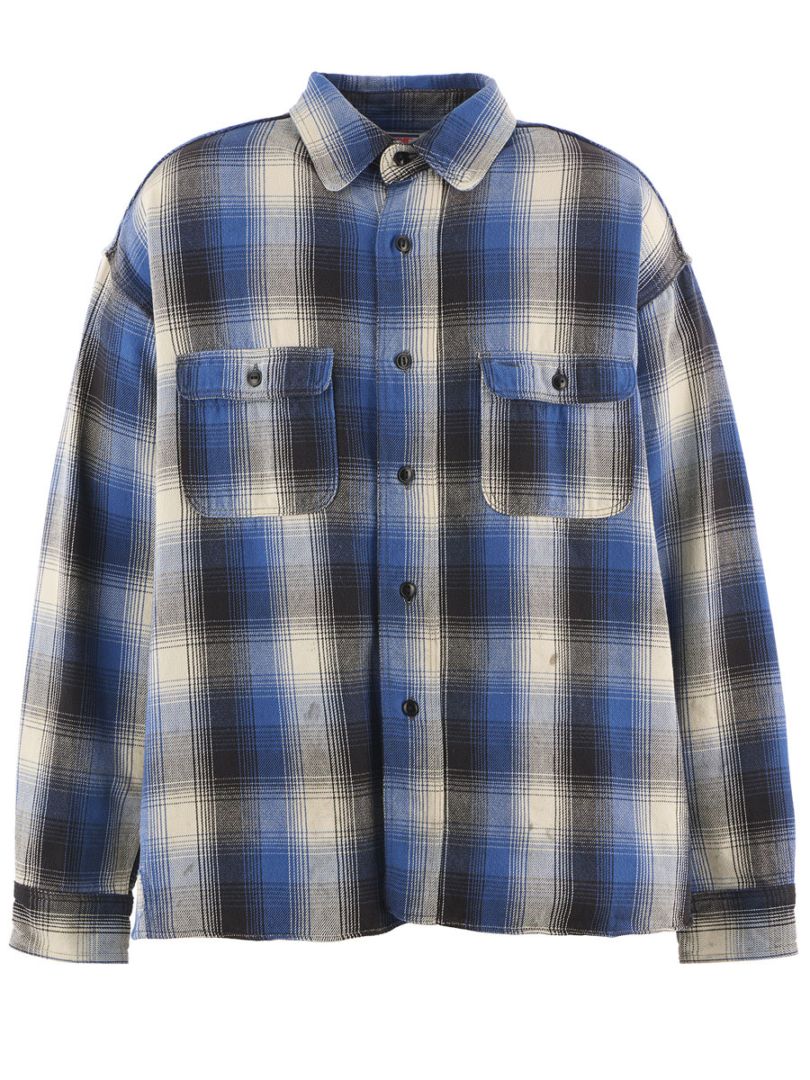 SAINT Mxxxxxx X BerBerJin FLANNEL SHIRT BLUE | NEW ITEM