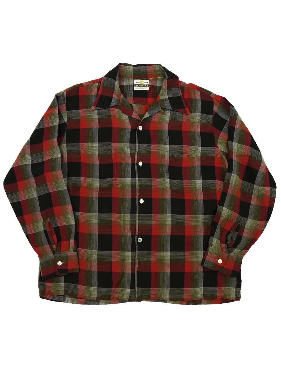 60's～ GRANT-CREST 好配色チェック レーヨンシャツ 実寸(ML位