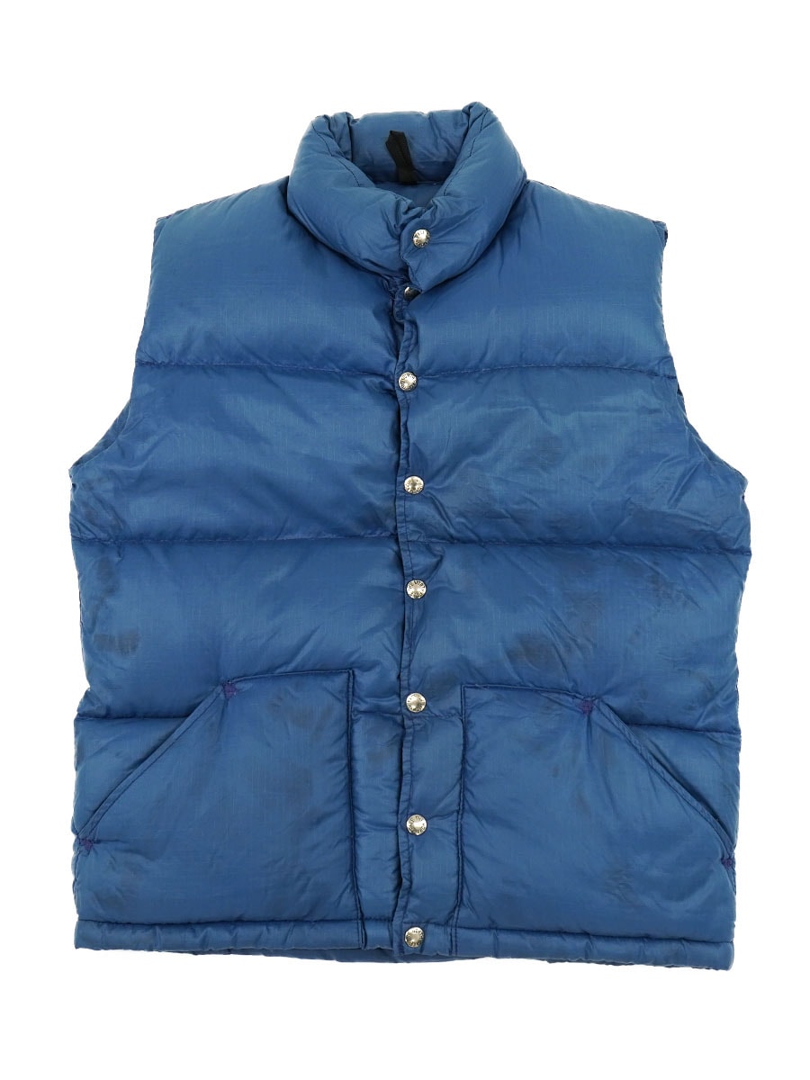 80's 茶タグ ノースフェイス リップストップ ダウンベスト ネイビー