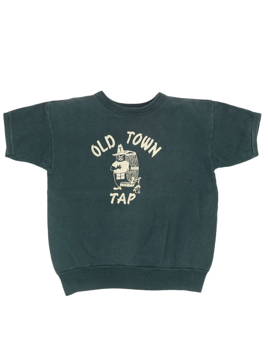 60's ''OLD TOWN TAP'' フロッキー3段プリント 半袖スウェット
