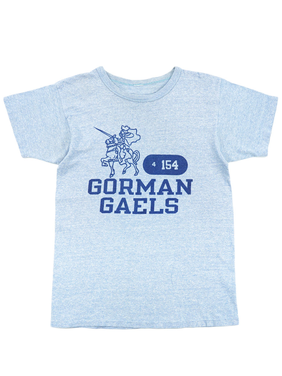 80's～ チャンピオン 青霜降り ''GORMAN GAELS'' 染み込み Tシャツ 実寸(M位) #4-154