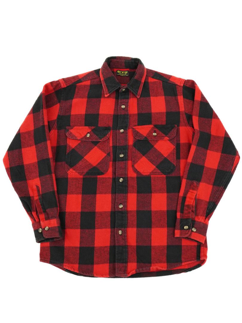 90's OSHKOSH 赤黒ブロックチェック フランネルシャツ 実寸(S位)