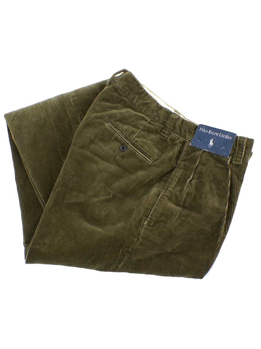 ラルフローレン 2タック 太畝コーデュロイパンツ オリーブ 表記(32x32