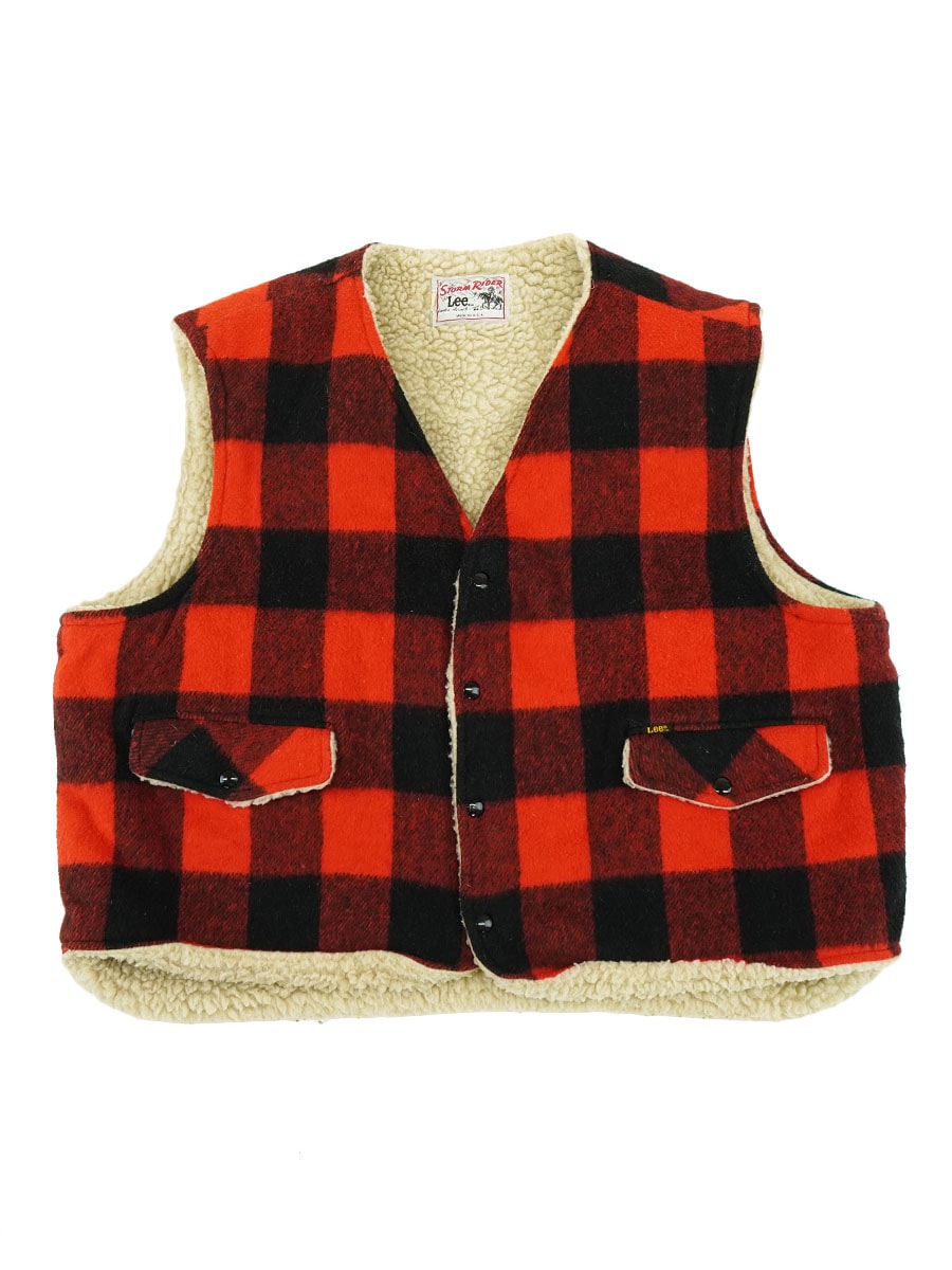 70's Lee STORM RIDER 赤黒バッファローチェック ボアベスト 表記(XXL
