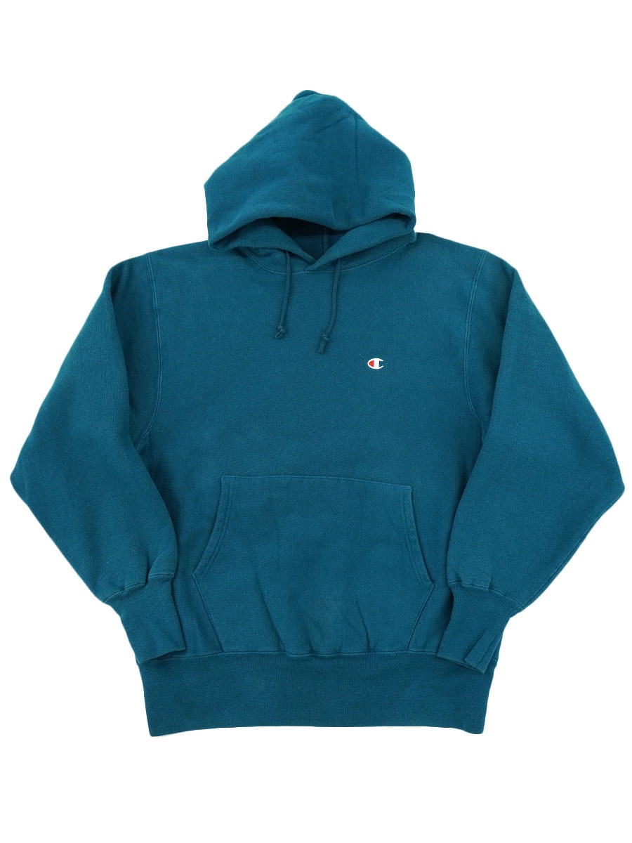 リエヤン様 90's 刺繍タグ チャンピオンRWパーカ 無地 ティール 表記(L) USA