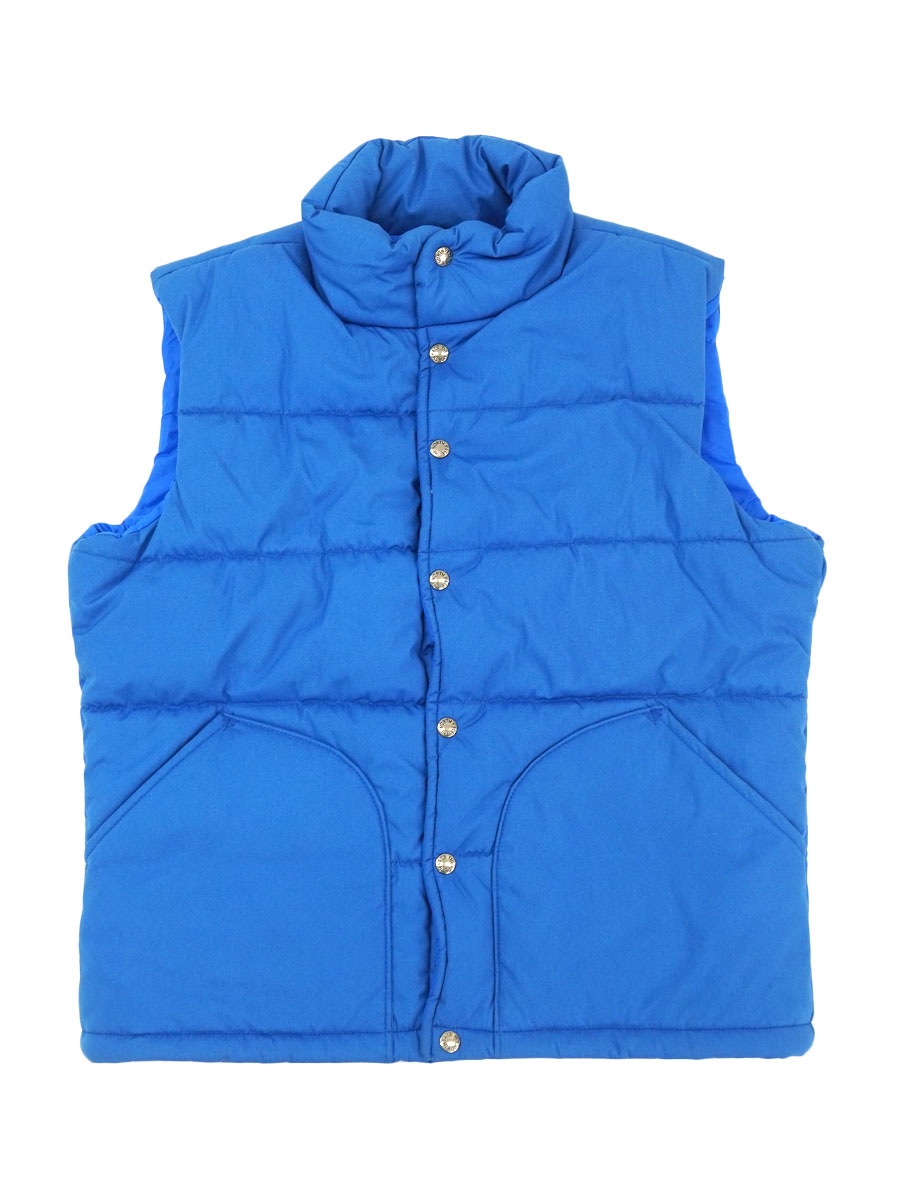 80's 茶タグ ノースフェイス ダウンベスト ブルー 表記(M) USA製