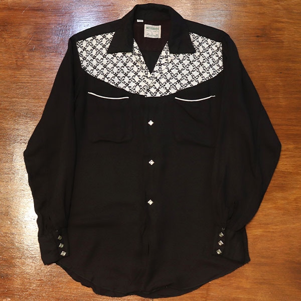 1960s L/S BLACK WESTERN , Size S