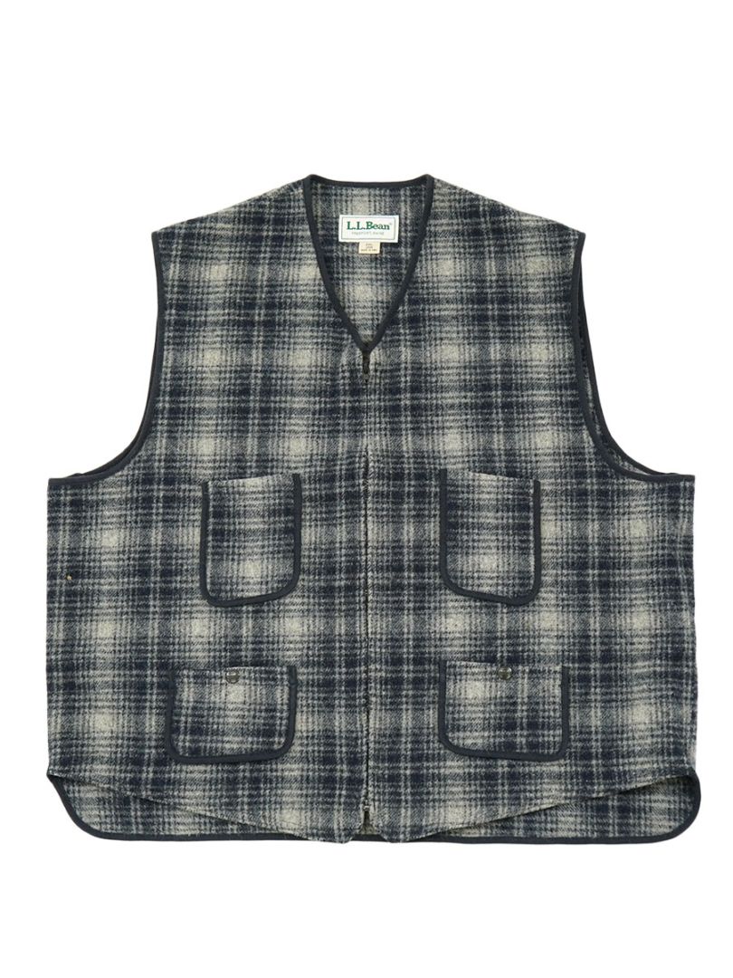 ルーク ベスト Luke Best原画　（フレーム込） 80's L.L.Bean オンブレチェック ウールベスト 灰紺 表記(2XL LONG