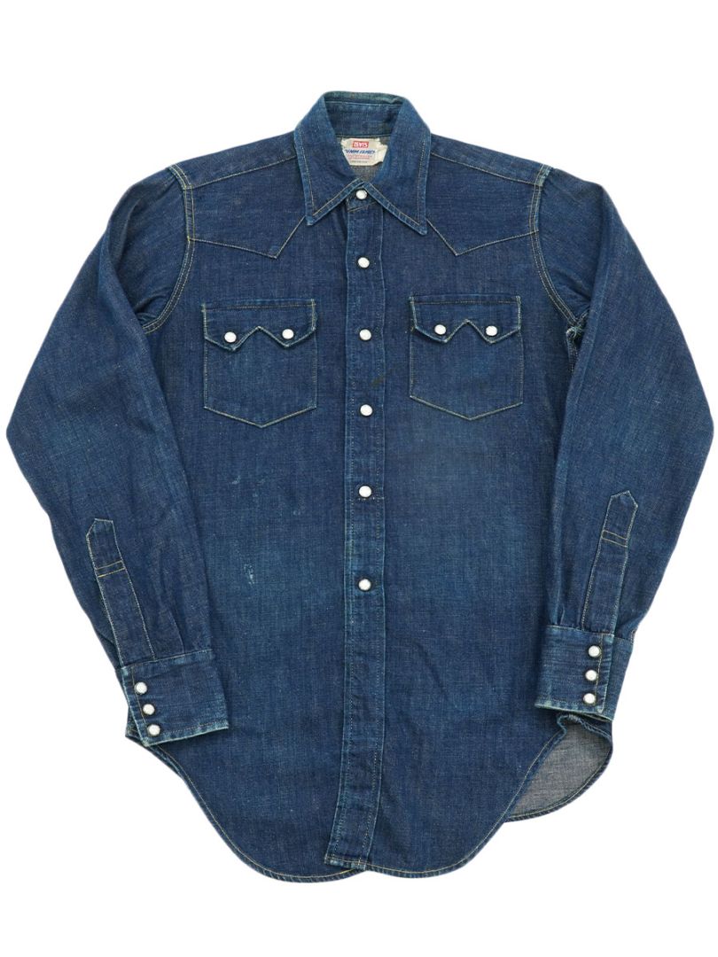 スペシャル 50s Dickies デニムウエスタンシャツ 濃紺 ヴィンテージ 70s Dickiesディッキーズ Vaquero デニム ウエスタンシャツ S