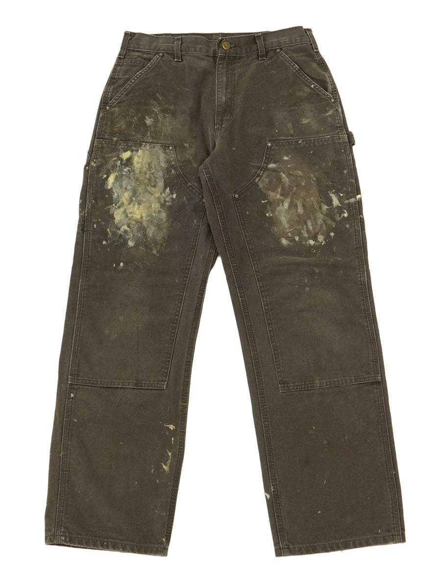 Carhartt ペインター パンツ ダークブラウン ペンキ ダブルニー ワイド Carhartt カーハート ダック地 ダブルニーペインターパンツ