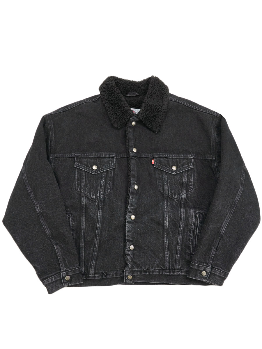 ☆超希少☆Levi's ボア襟 ブラックデニムジャケット 90's Levi's ブラックデニム ボアジャケット 表記(XL) オールブラック