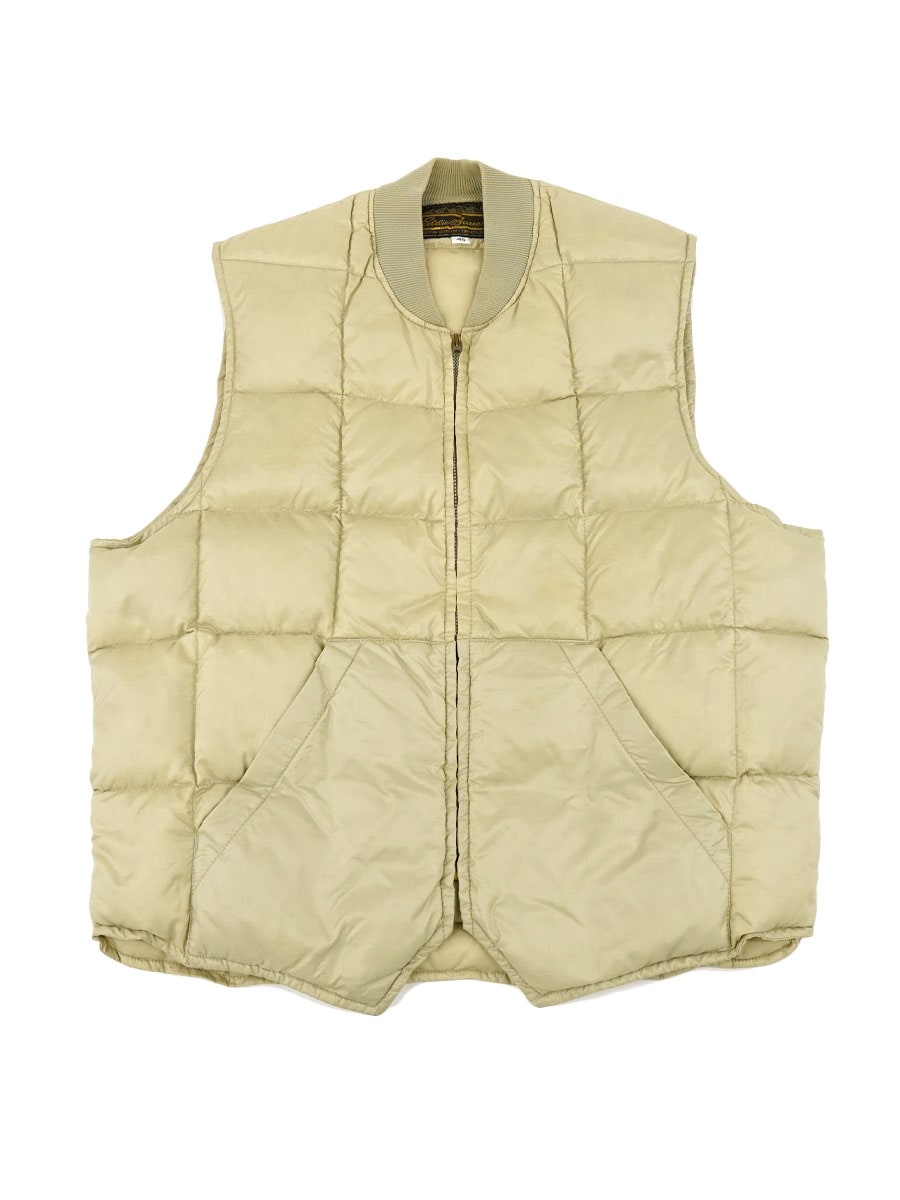 エディーバウアー　エディバウアー　アイボリー キルティング ダウンベスト 70's 黒タグ エディバウアー キルティングステッチ リップストップ