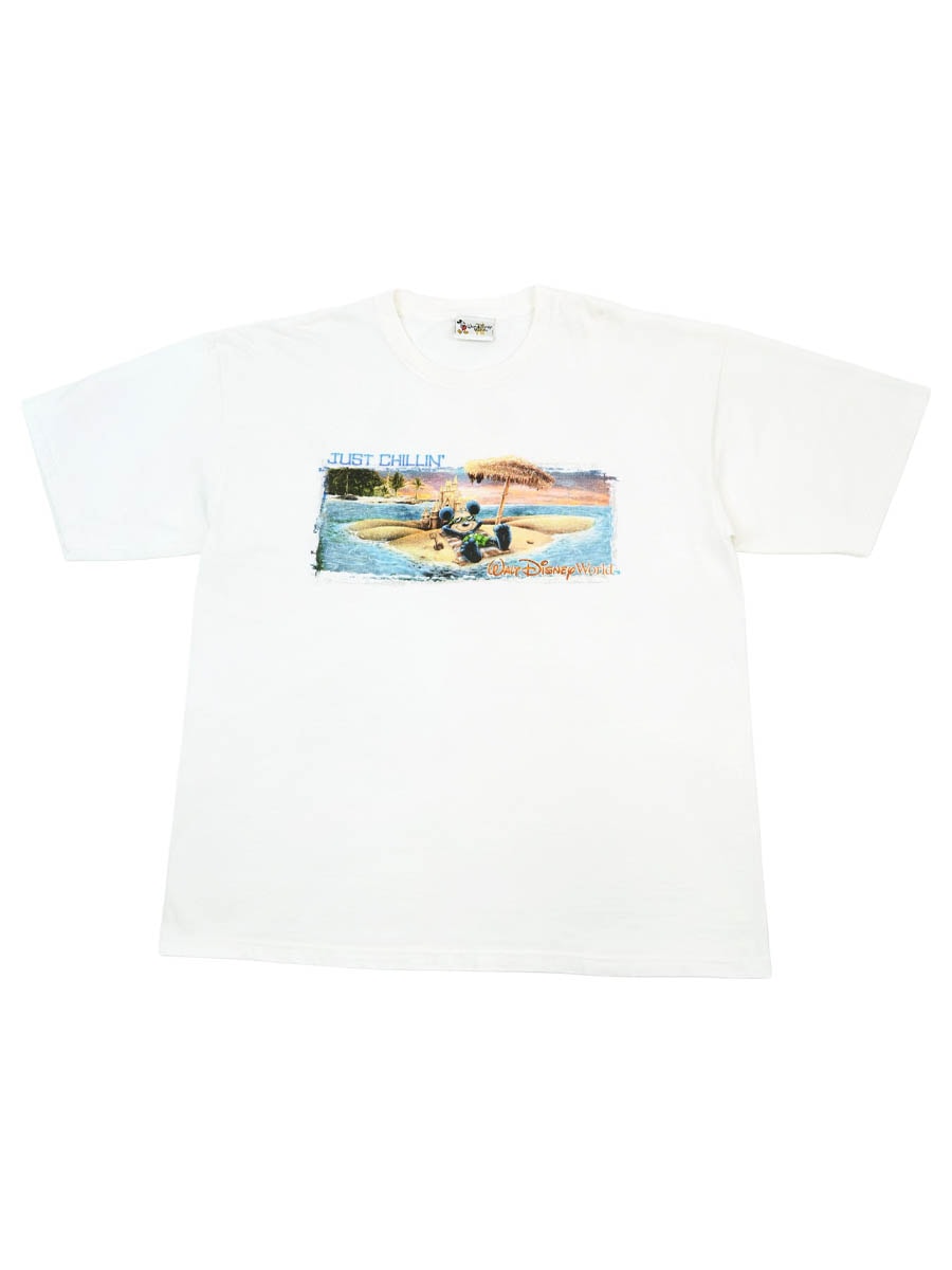 ディズニーワールド　ミッキー　just chillin tシャツ ビーチ　チル 00's WALT DISNEY World ミッキーマウス ''JUST CHILLIN'' Tシャツ