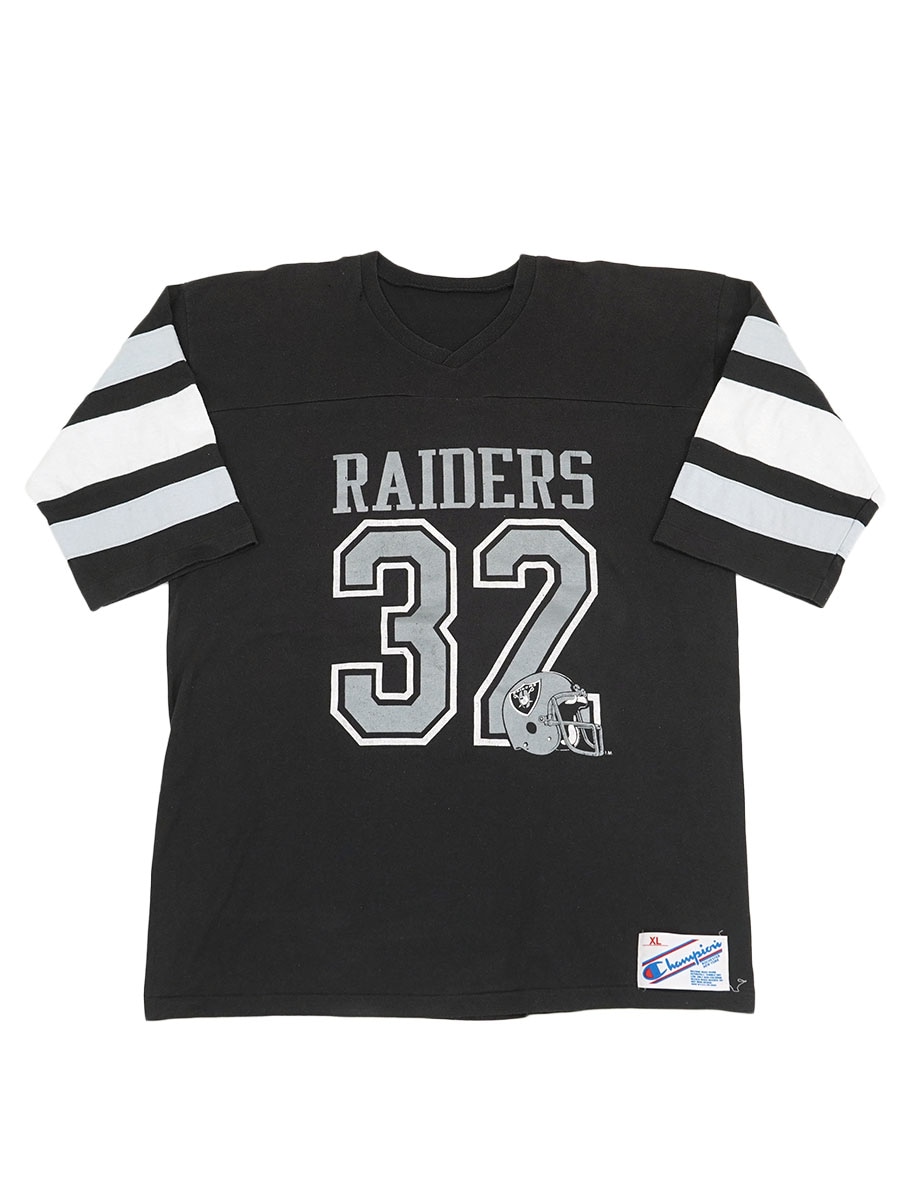 champion チャンピオン 80s USA製 レイダースTシャツ 80's チャンピオン ''RAIDERS'' 袖ライン 半袖フットボールTシャツ 黒