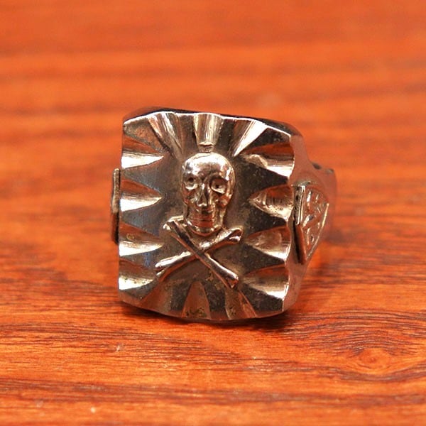 1940s MEXICAN BIKER RING , SKULL No68 , Size 18号