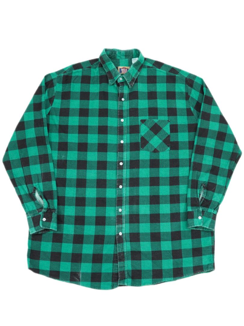 80's AMERICAN EDITION 緑黒 ブロックチェック プリント