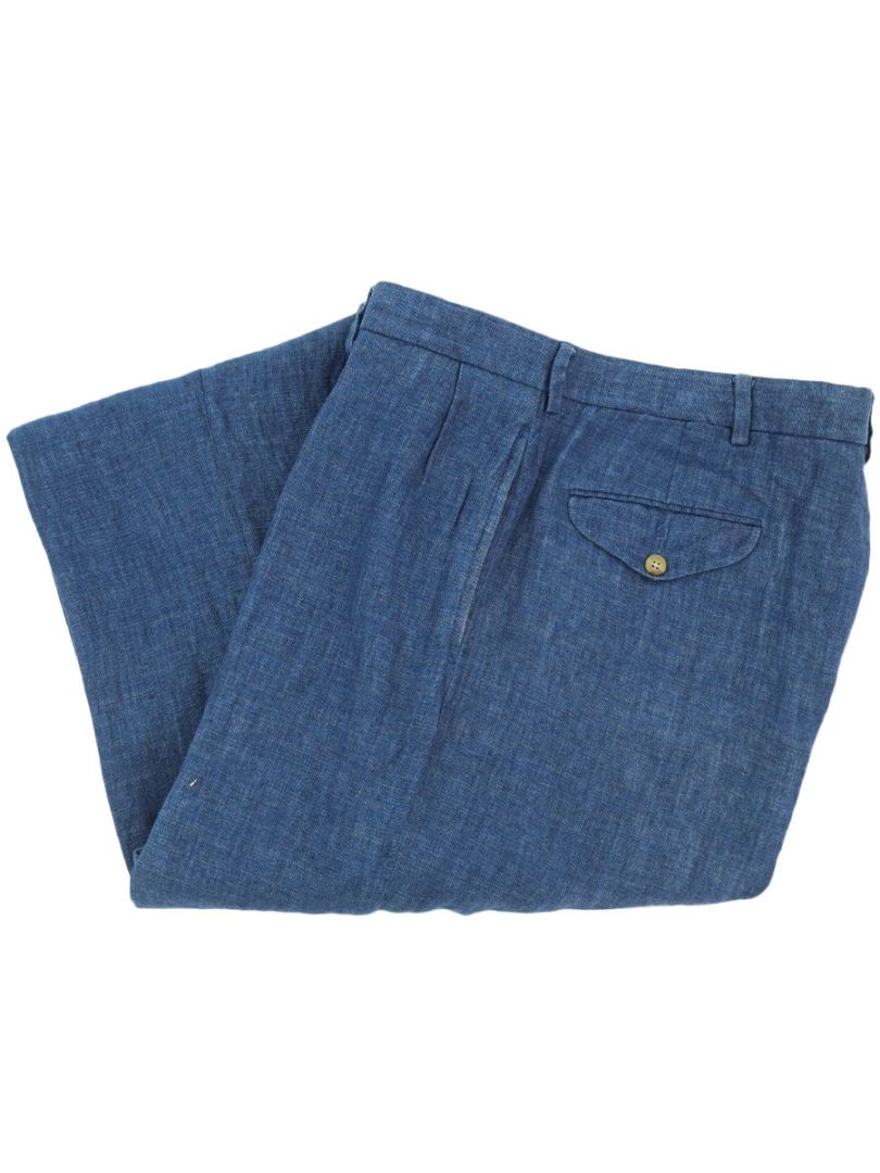 ラルフローレン 100％リネン 2タックスラックス インディゴ 表記