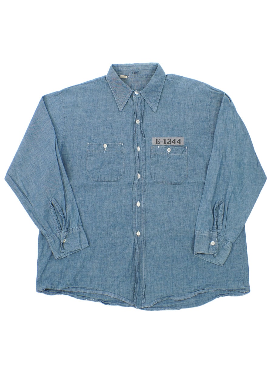 60's～ シャンブレーシャツ 実寸(17 1/2) ステンシルワッペン | すべて
