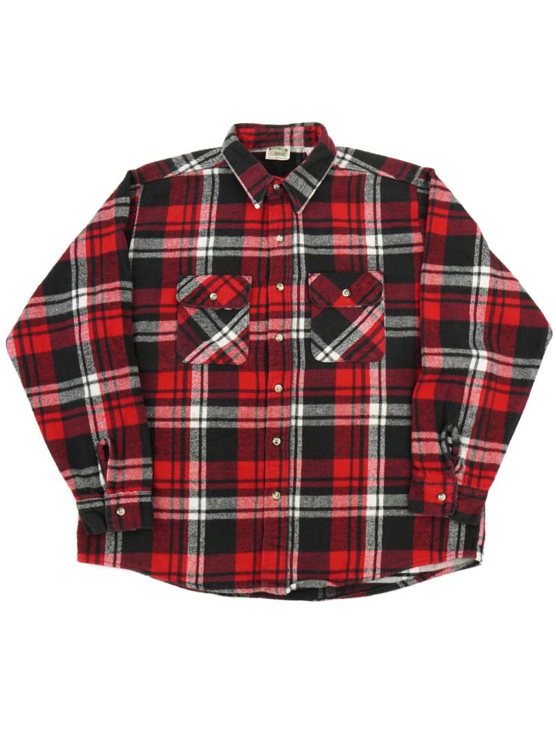 90's FIVEBROTHER 赤黒白チェック フランネルシャツ 表記(XL