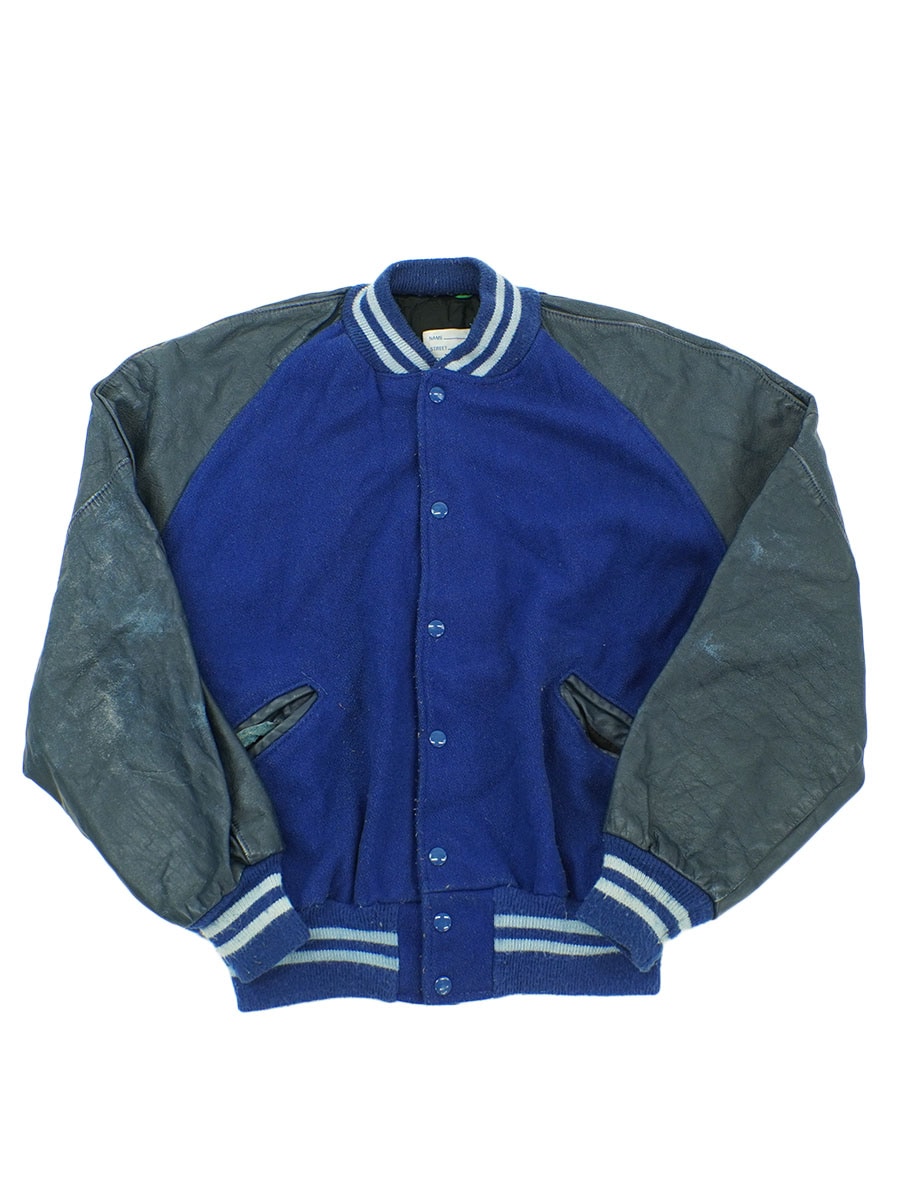 80's DeLONG 無地 レザー切り替え バーシティジャケット 表記(48) USA製