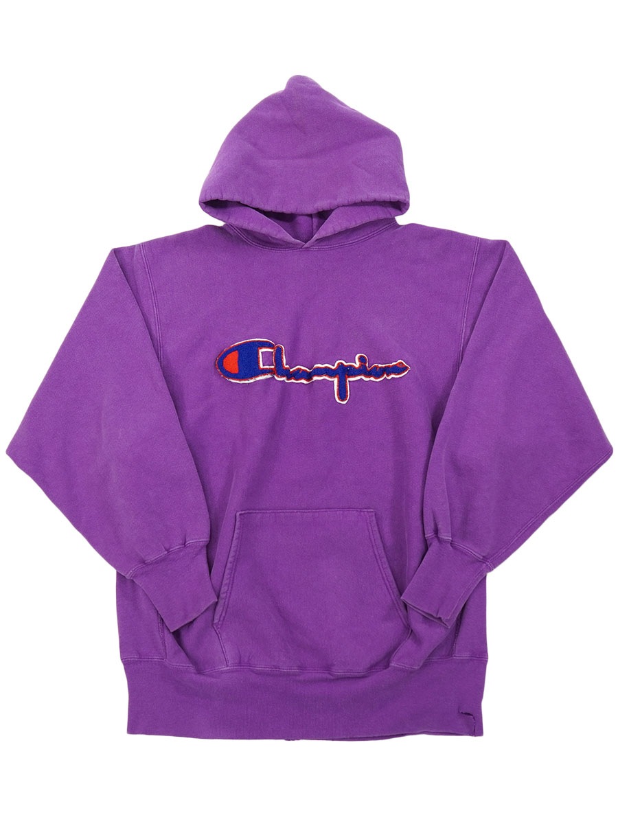 90's 刺繍タグ チャンピオンRWパーカ スクリプトロゴワッペン