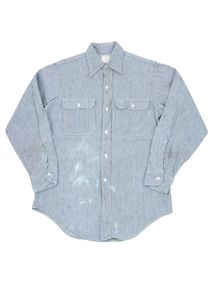 70's BIG MAC ヒッコリーストライプ ワークシャツ 実寸(15 1/2位) ①