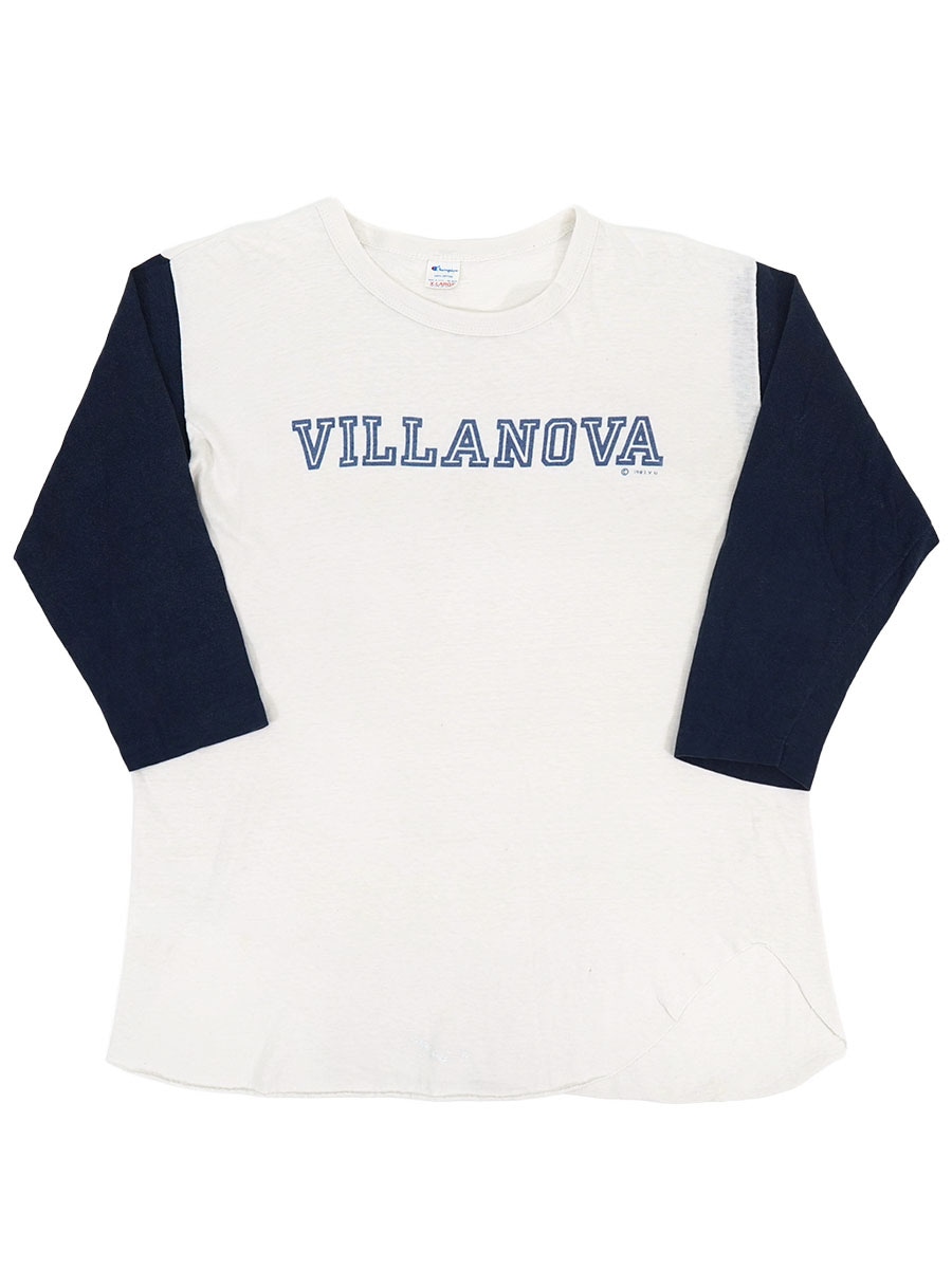 チャンピオン トリコタグ ベースボールシャツ M 80's トリコタグ チャンピオン ''VILLANOVA'' 染み込みプリント